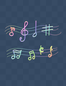 Fluorescent multicolored beating notes cartoon cute music elemen, Fluorescent, colored, beating png free download