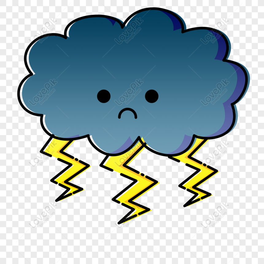 Free Meb Style Angry Cartoon Cute Little Black Cloud Small Lightning PNG  Transparent Background PNG & PSD image download - Lovepik