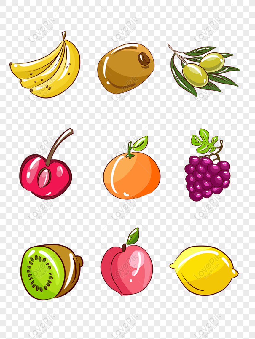 Free Simple Fruit And Vegetable Hand Drawn Cartoon Fruit Small Elemen PNG  White Transparent PNG & PSD image download - Lovepik