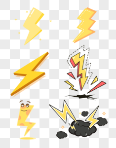 Lightning Cartoon Cute Vector Set Illustration, Cartoon, Cute ...