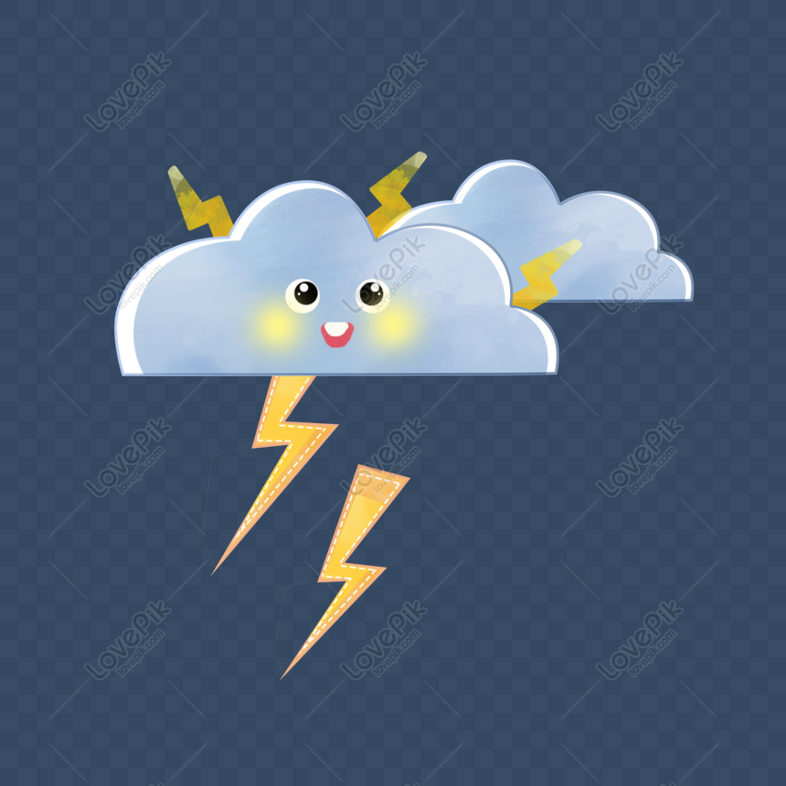Free Dark Cloud Cute Explosion Cloud Blue Lightning Hand Drawn Fresh Png Psd Image Download Size 00 00 Px Id Lovepik