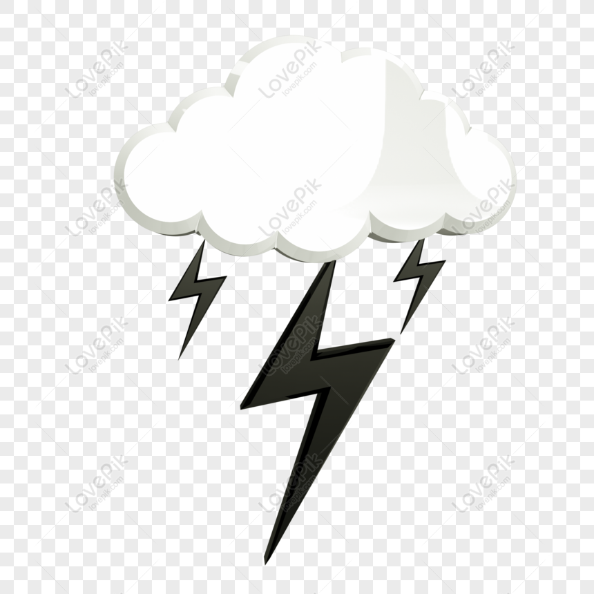 Free Black Lightning White Cloud Stereo Model Lightning Sign E-commer ...