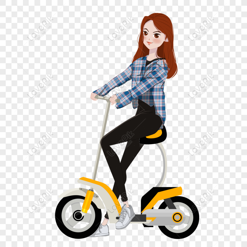 Free Hand Drawn Girl Riding An Electric Car PNG Hd Transparent Image PNG &  PSD image download - Lovepik