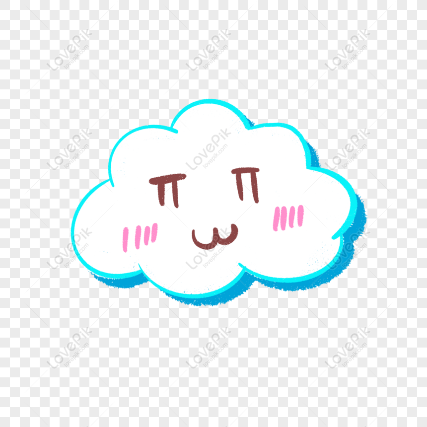 Free Cartoon Cute Hand Drawn Face Expression Green Clouds PNG Hd ...