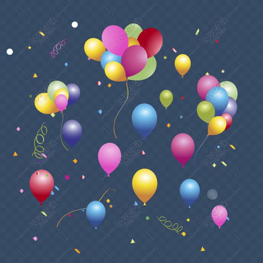 Free Colorful Gradient Ribbons Balloons Vector Floating Elements PNG ...