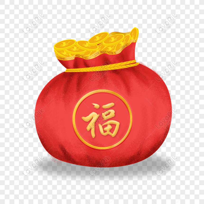 Free New Year Festive Auspicious Red Blessing Bag Material PNG Picture ...