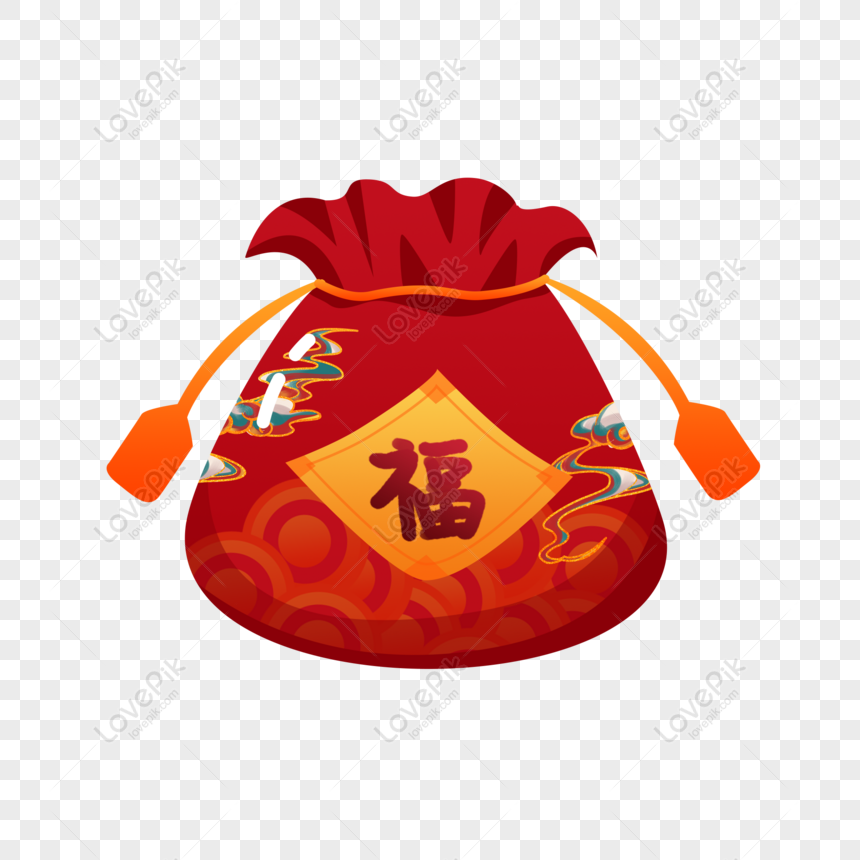 Free New Year Red Celebration Xiangyunfu Bag PNG Free Download PNG ...