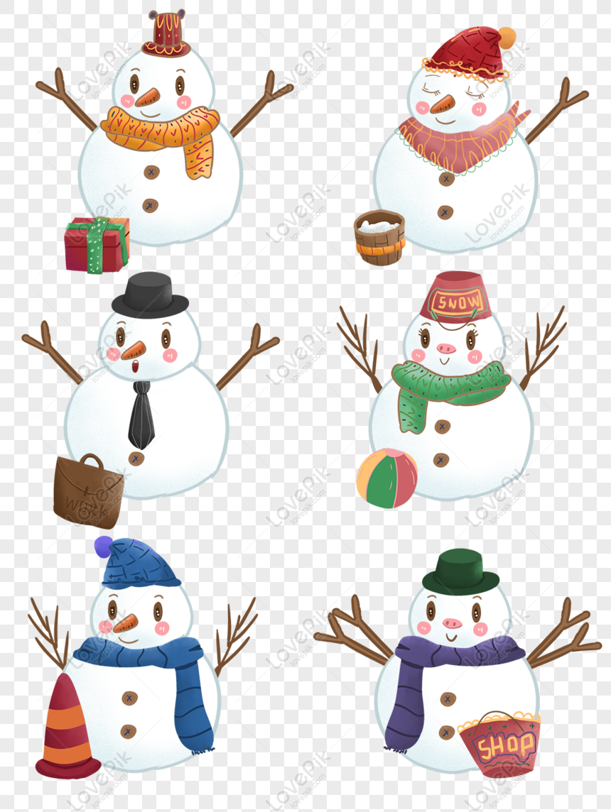 Free Cartoon Cute Hand Drawn White Snowman Winter Decorative Elements Png Psd Image Download Size 1024 1369 Px Id Lovepik