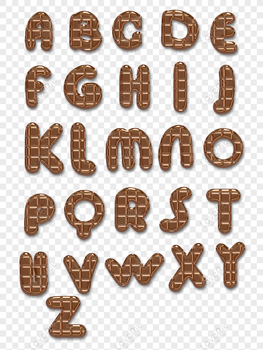 Gratis Chocolate English Alphabet 26 Elemen Kata Seni Lucu Png