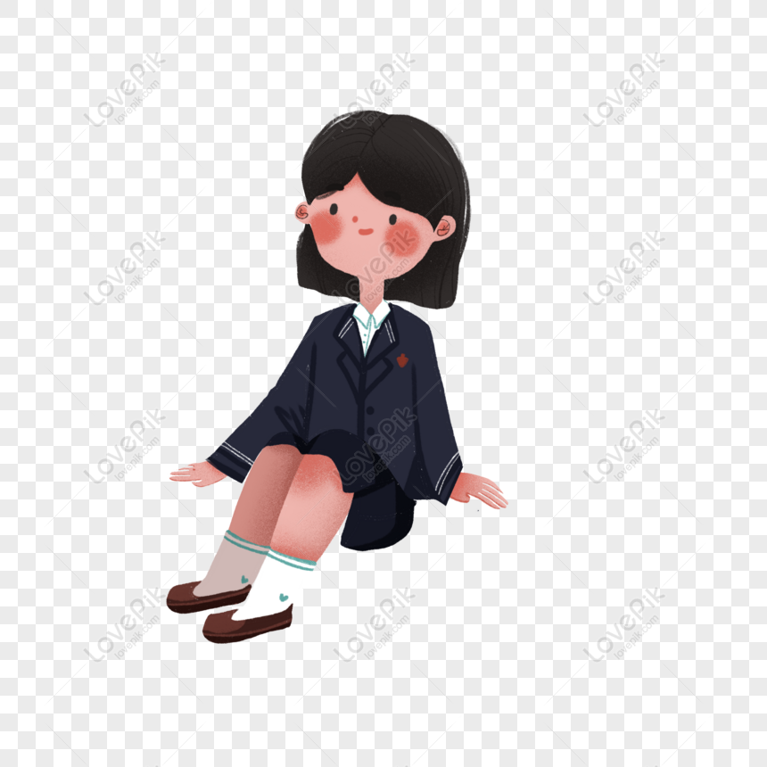 Free Sitting Cartoon Female Student Character Element PNG Hd Transparent  Image PNG & PSD image download - Lovepik