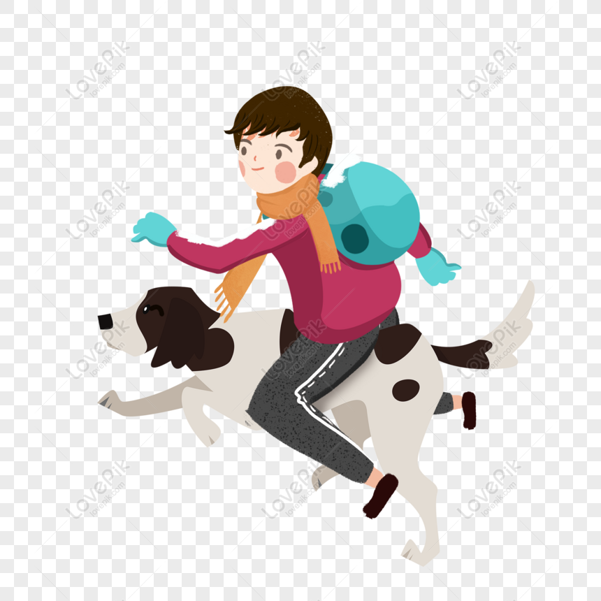 Boy and deals dog cartoon