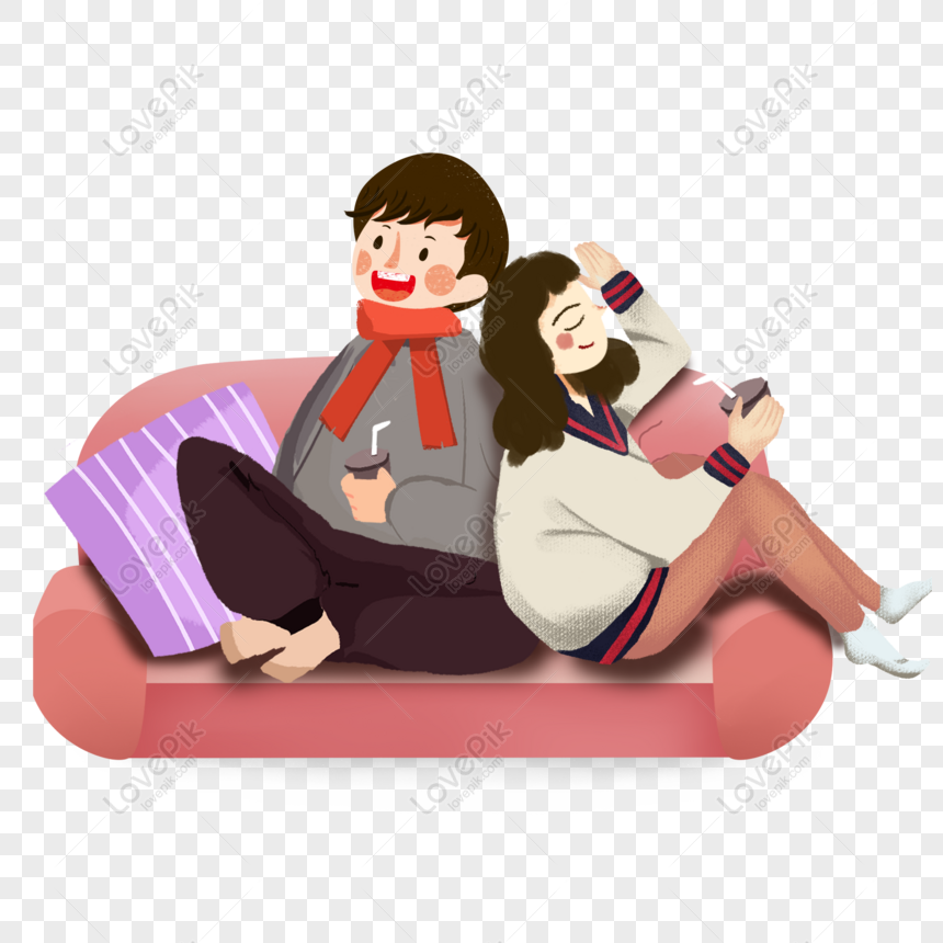 Free Couple Pattern Elements Sitting Together On The Couch, Character ...