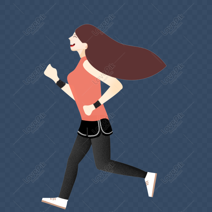 Free Running Cartoon Girl Pattern Element Design, Girl, Running ...