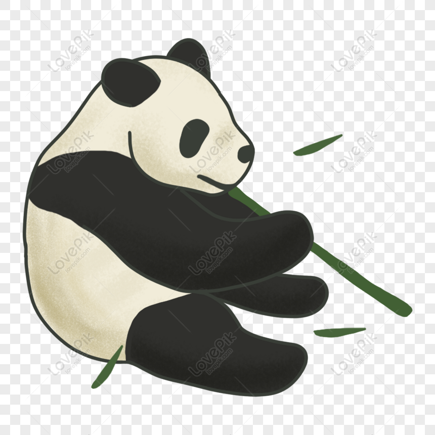 Panda bonito segurando estilo de desenho animado 3d de bambu isolado em  fundo transparente