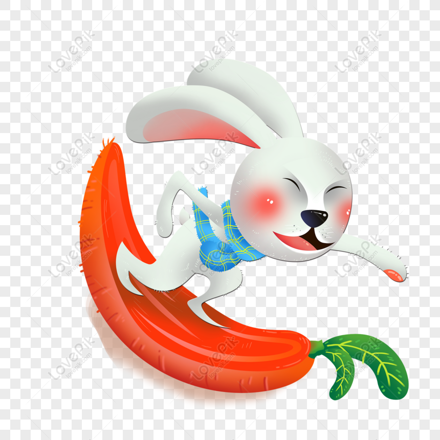 Free Cartoon Rabbit On A Carrot PNG Transparent PNG & PSD image download -  Lovepik