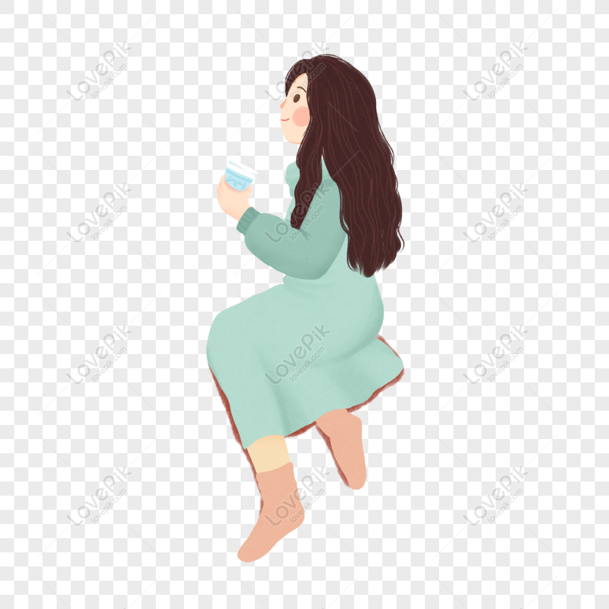 Free Cartoon Hand Drawn Teenage Girl Holding A Drink, Fresh, Hand Drawn ...