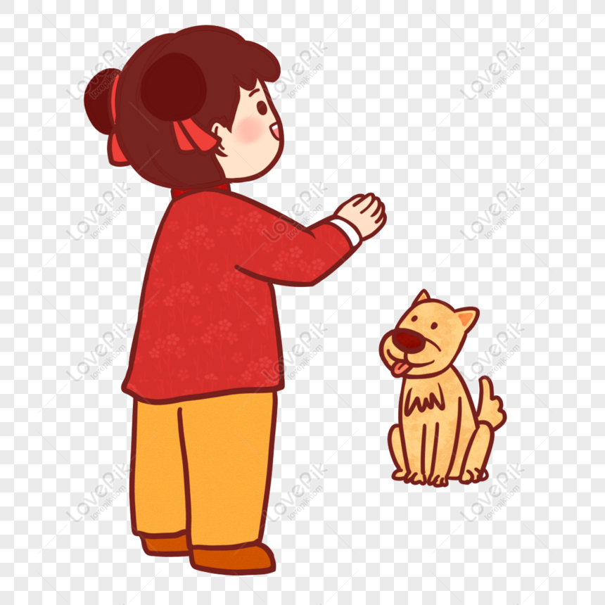 Free Hand Drawn Cute Girl And Dog Png Material PNG Hd Transparent Image ...