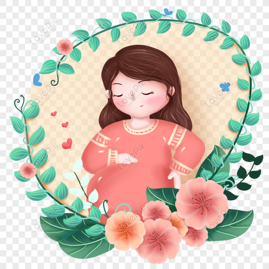 Free Hand Drawn Cartoon Pregnant Mother Woman Fresh Can Be Commercial PNG  Hd Transparent Image PNG & PSD image download - Lovepik