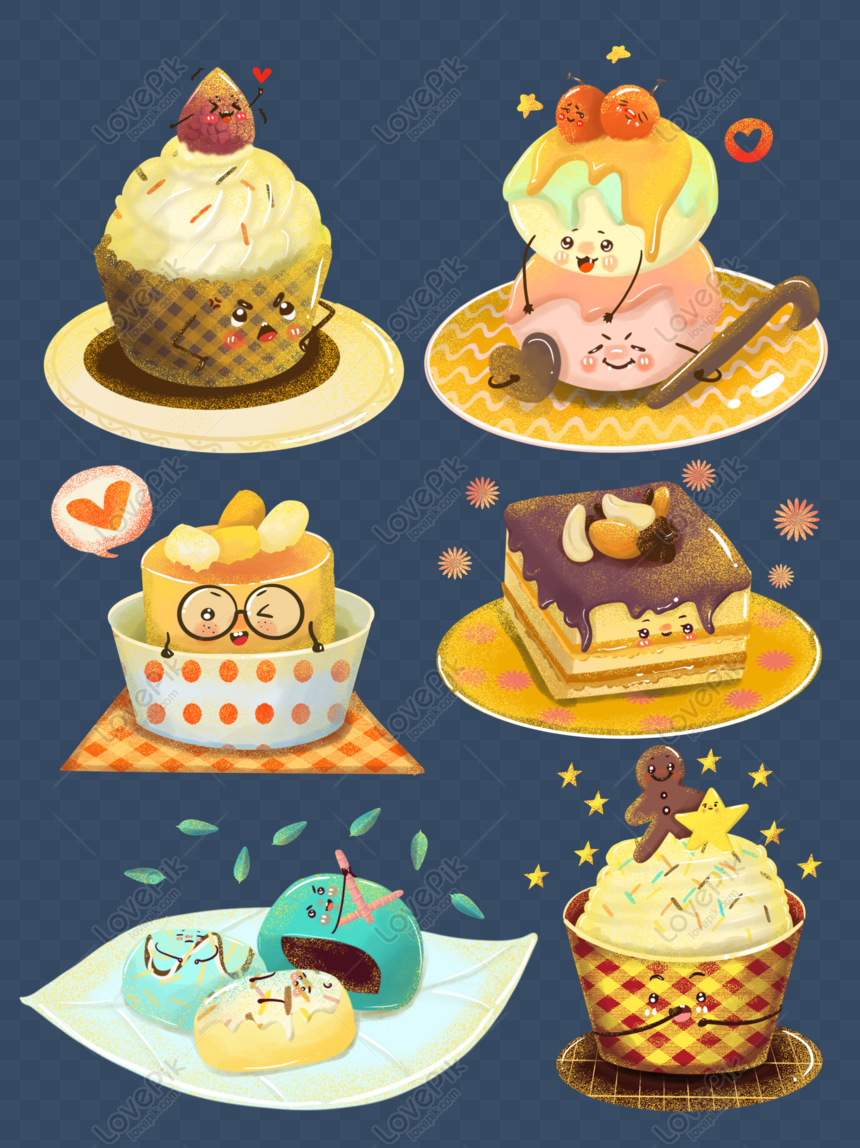 Hình ảnh Cartoon Dessert Shop Bánh Matcha Dâu Pudding Sôcôla Gừng Snowbal  PNG Miễn Phí Tải Về - Lovepik