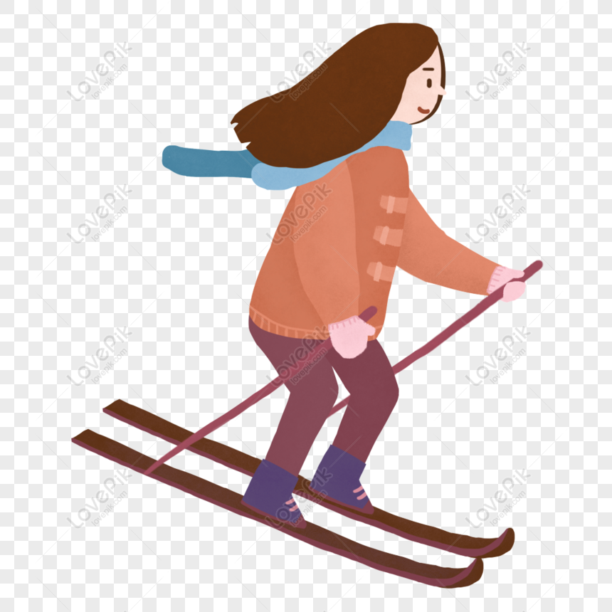 Free Hand Drawn Cute Skiing Girl Material Png Psd Image Download Size 1024 1024 Px Id Lovepik