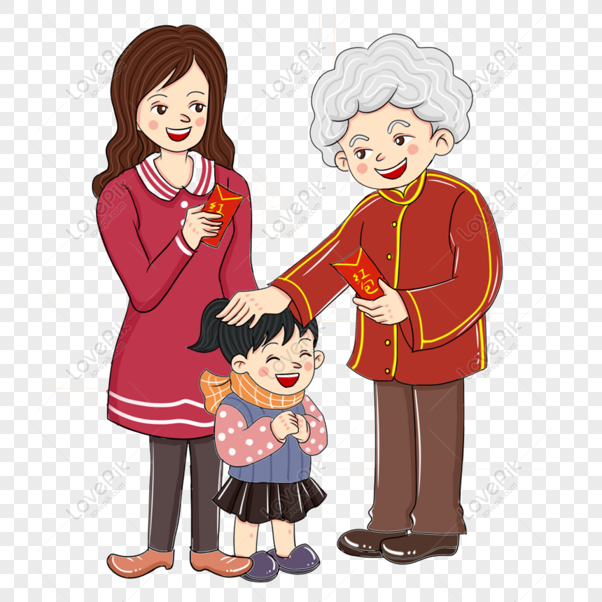 Free Cartoon Family New Year Home Png Element PNG Transparent ...