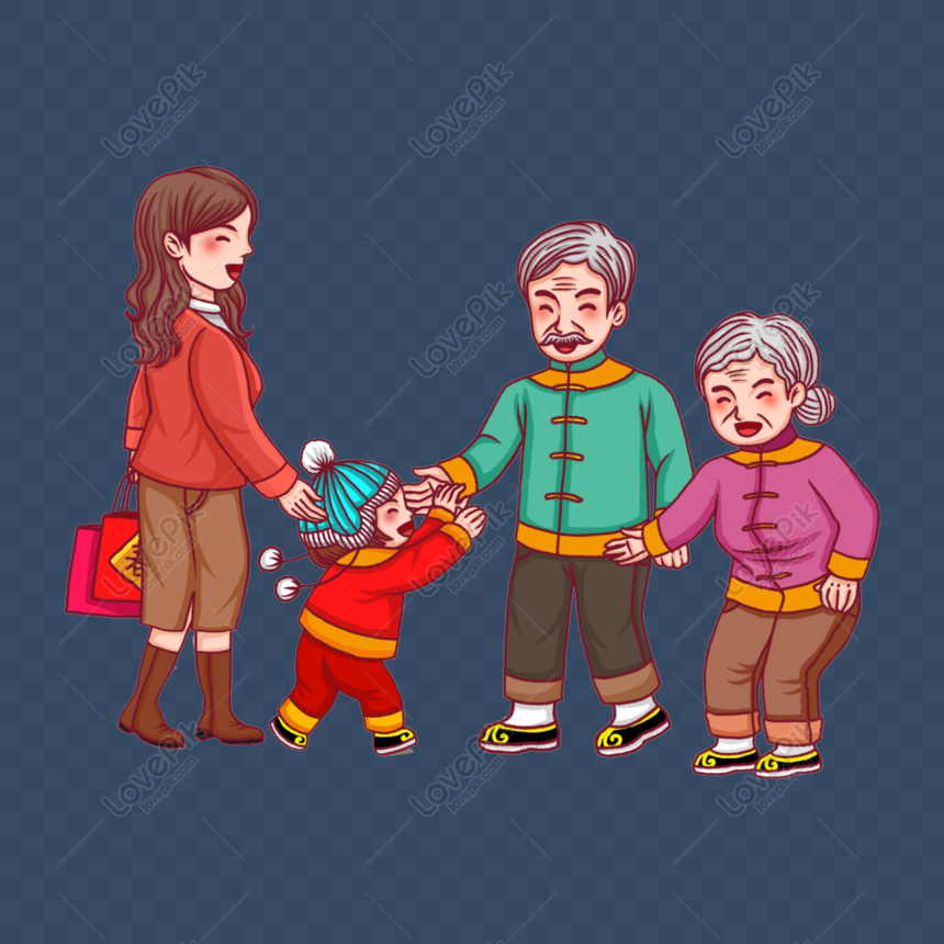 Free Cartoon Family New Year Home Png Element, Family, New Year's Eve ...