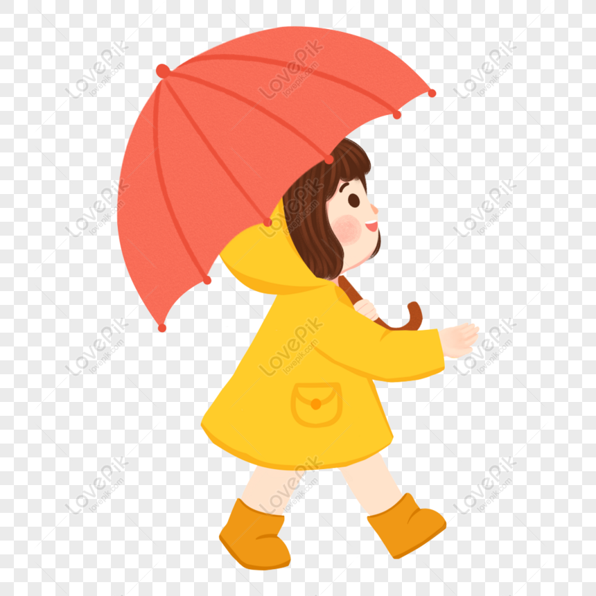 Free Beautiful Girl Character Png Element Playing Umbrella PNG Hd ...