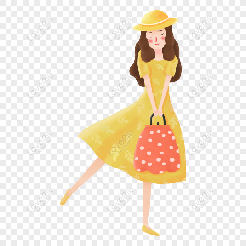 Free Simple Cartoon Fashion Girl Decorative Material PNG Image Free ...