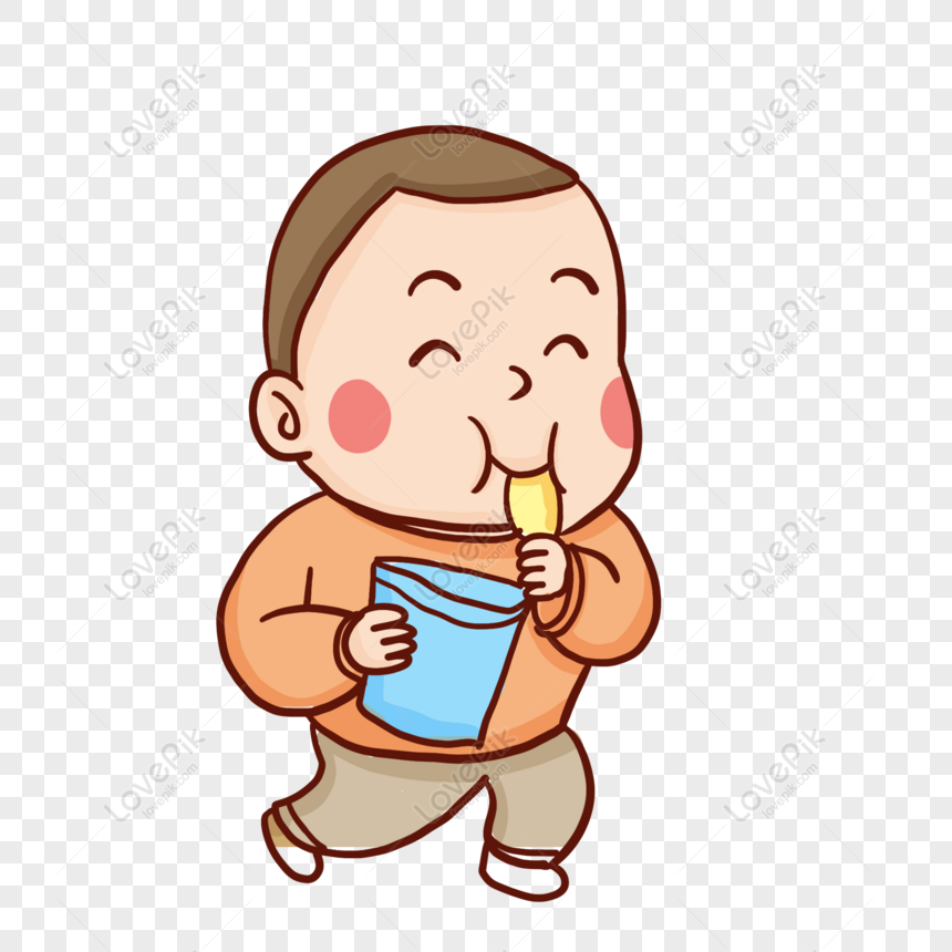Free Hand Drawn Happy Boy Cartoon Character Design Eating Potato Chip PNG  Picture PNG & PSD image download - Lovepik