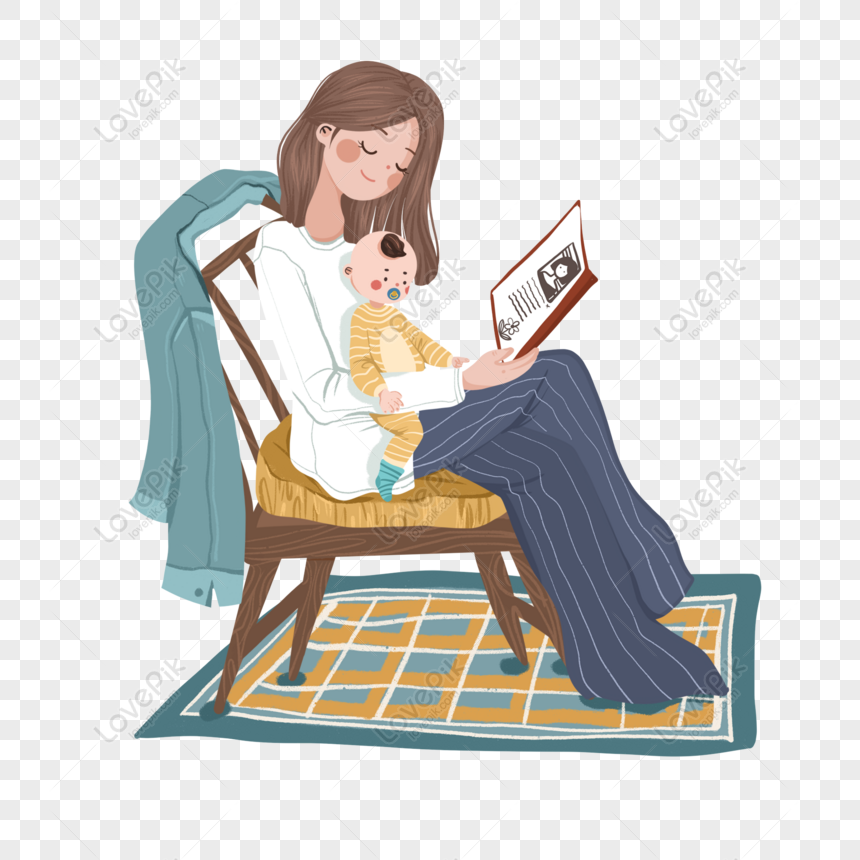 Free Vintage Hand Drawn Treasure Mom Reading A Book With Baby Png Psd Image Download Lovepik