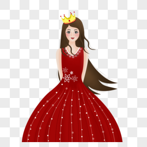 Cartoon cute princess girl in red dress, Cartoon, cute, girl png transparent image