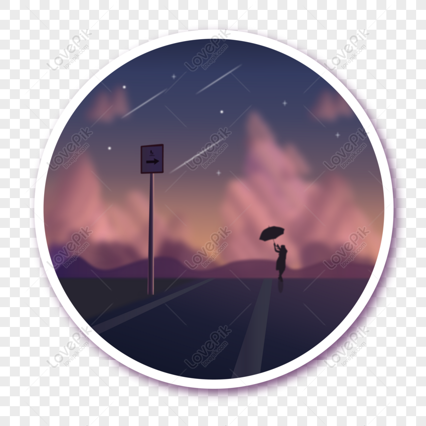 Free Under The Stars Girl Vector Illustration Background Element PNG ...