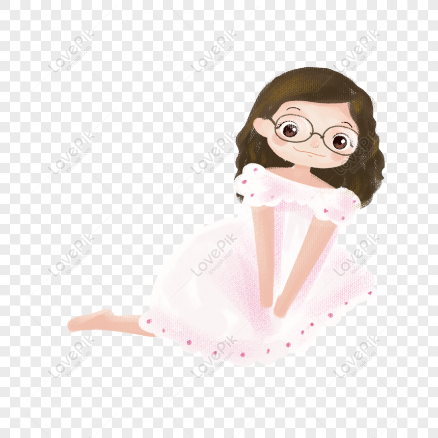 Free Cartoon Cute Girl Character With Glasses PNG Free Download PNG & PSD  image download - Lovepik
