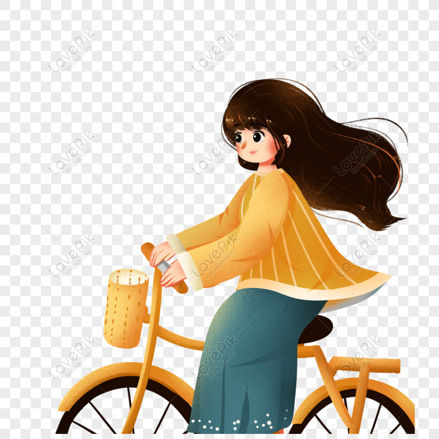 Free Cartoon Cute Girl Riding A Bicycle PNG Image PNG & PSD image download  - Lovepik