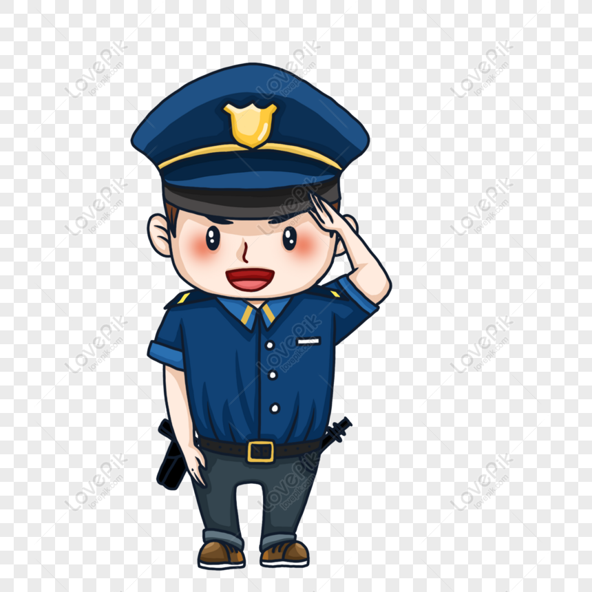 Free Q Version Cute Saluting Police Cartoon Design Q Version Cartoon