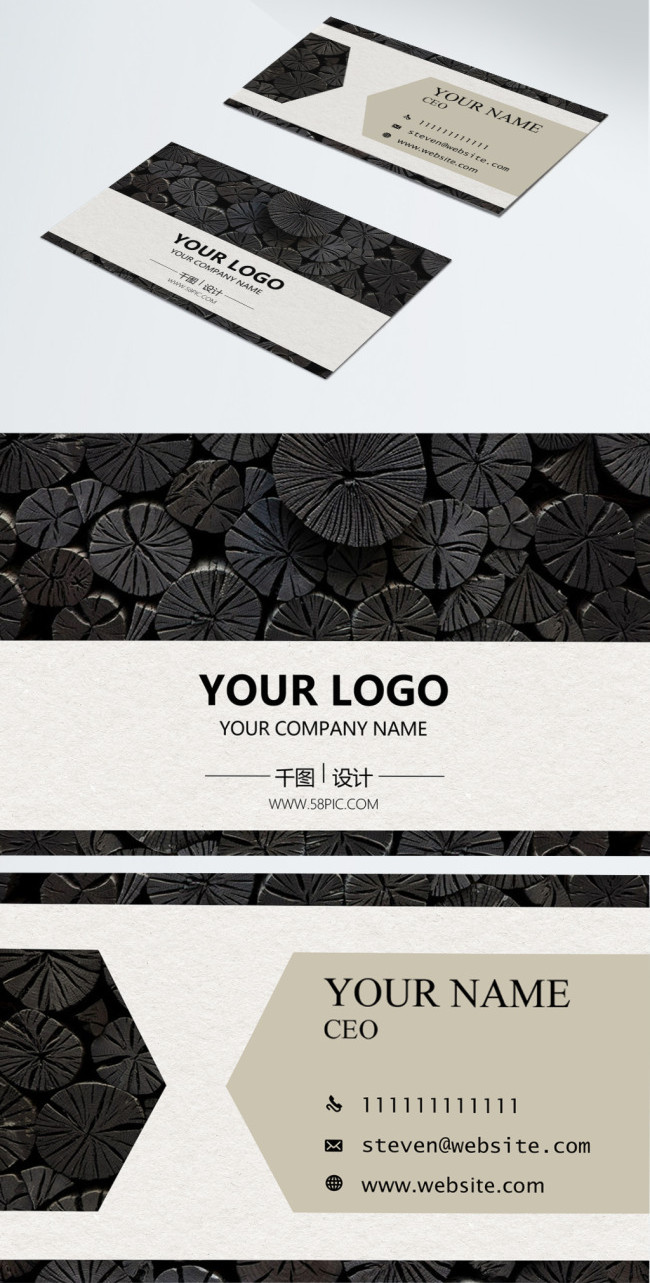 Black charcoal simple black and white business card design Intended For Black And White Business Cards Templates Free