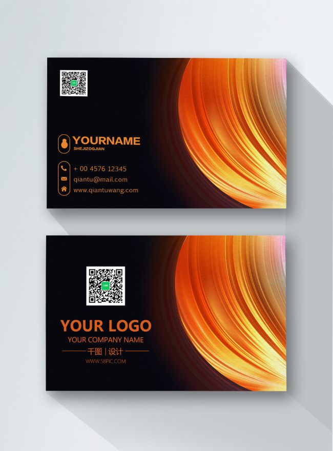 Orange minimalistic pattern business card design template image_picture  free download 