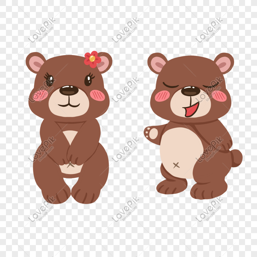 Hình ảnh Hai Con Gấu Dễ Thương Vector PNG Miễn Phí Tải Về - Lovepik