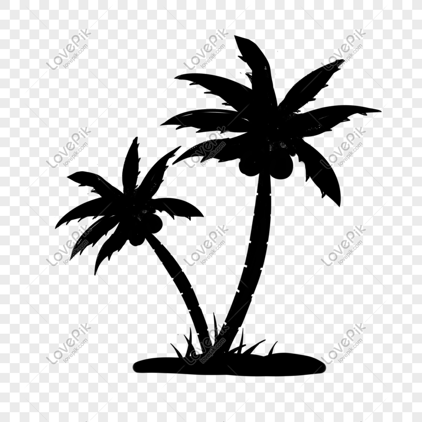 Seaside coconut tree silhouette with trend pattern vector materi, Side coconut tree silhouette with trend pattern vector material, vector material, other vector free png