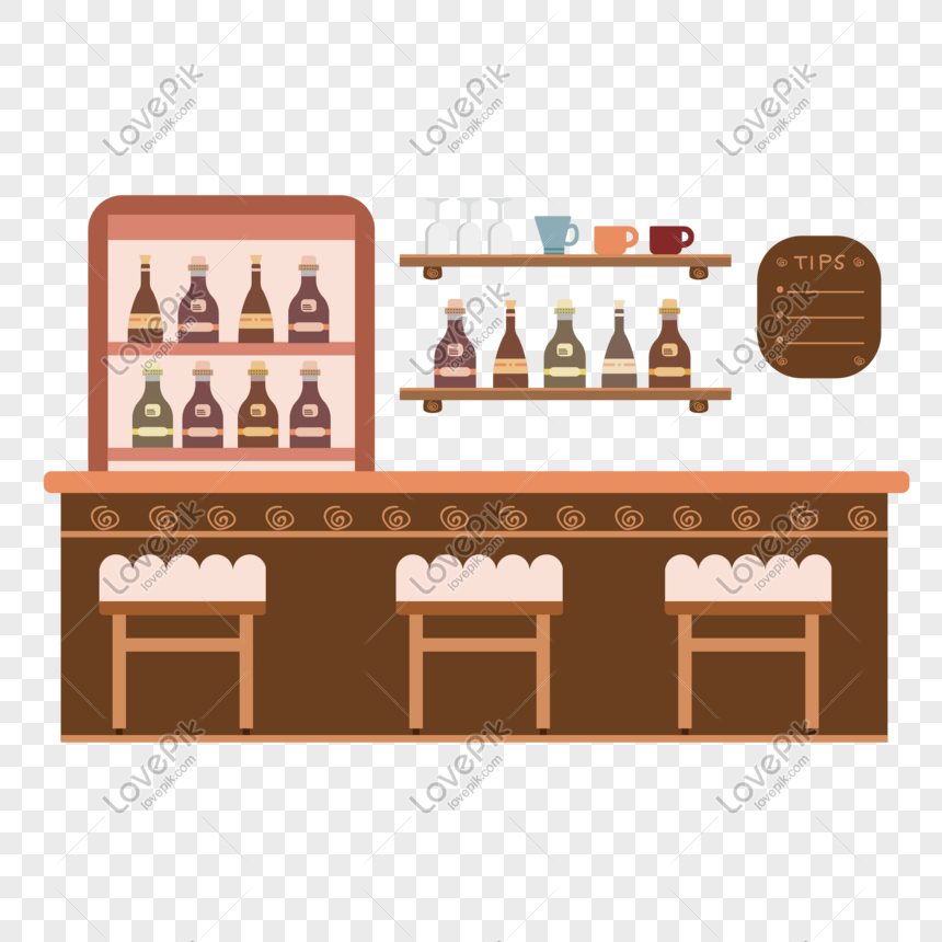 Bar Scene Bar Coffee Mug Freezer Wine Bottle Vector Cartoon PNG Transparent  And Clipart Image For Free Download - Lovepik | 719979886