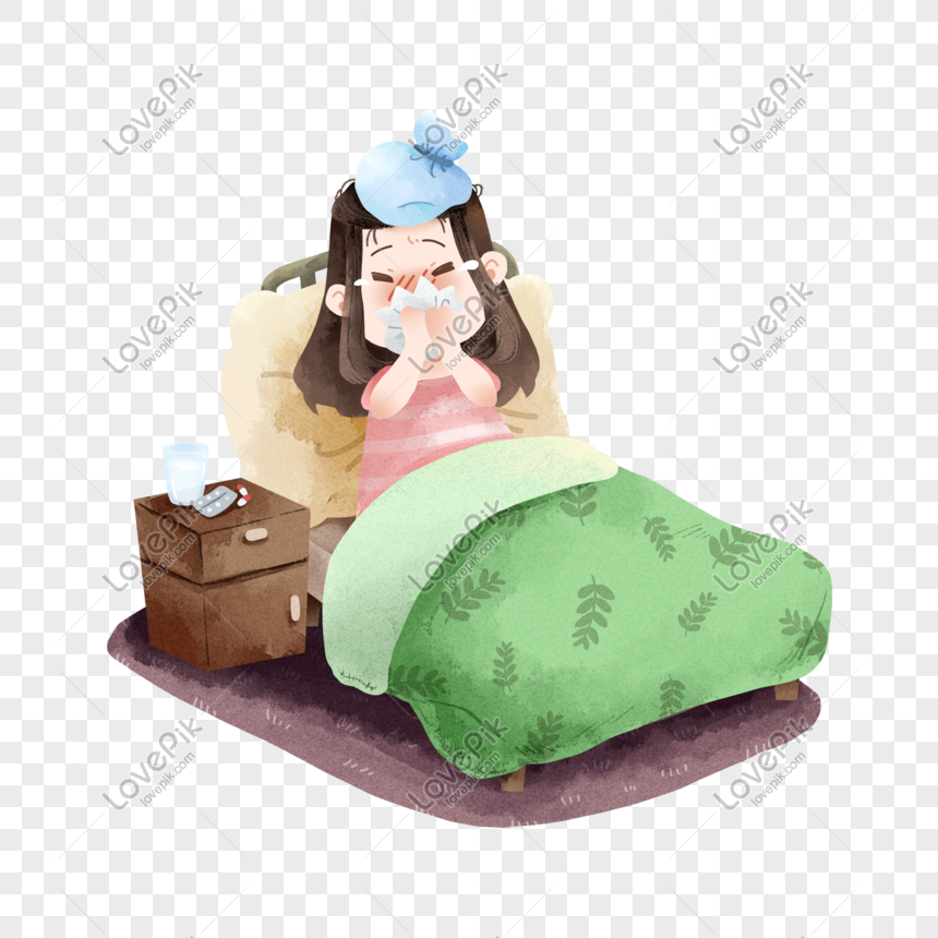 Cartoon Character With Sick Cold Lying In Bed PNG Transparent Background  And Clipart Image For Free Download - Lovepik | 728251570