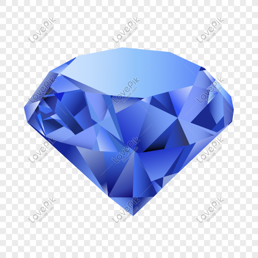 Vektor Berlian Kristal Biru Romantis Png Grafik Gambar Unduh
