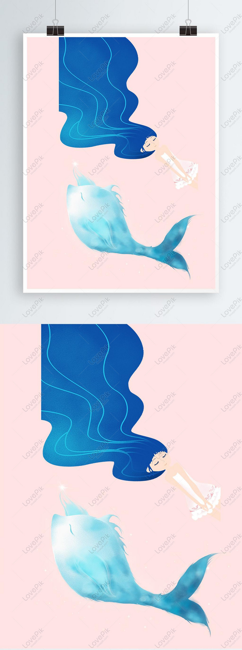 Cartoon Dolphin And Girl Illustration Material PNG Picture PSD images ...