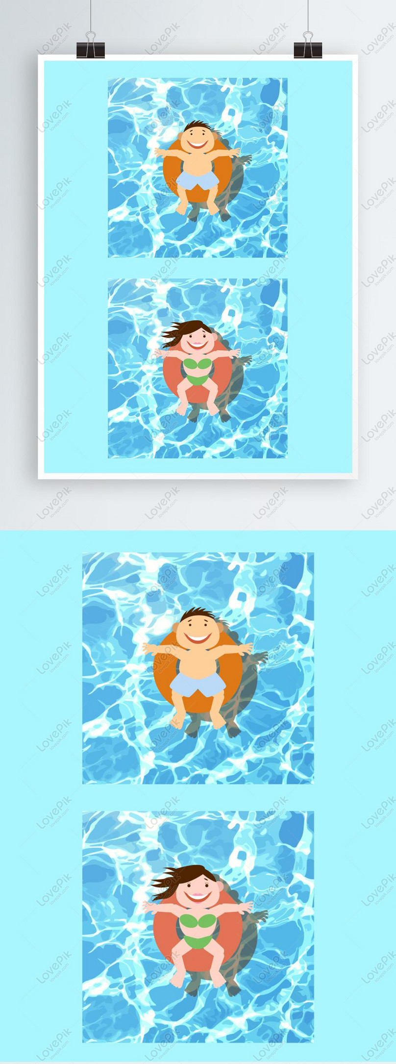Flat Simple Illustration Wind Cartoon Summer Swimming Character PNG  Transparent AI images free download_2805 × 1024 px - Lovepik