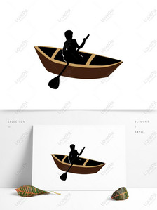 Vintage wooden boat silhouette boating elements, Classical, antique, wooden boat png image free download