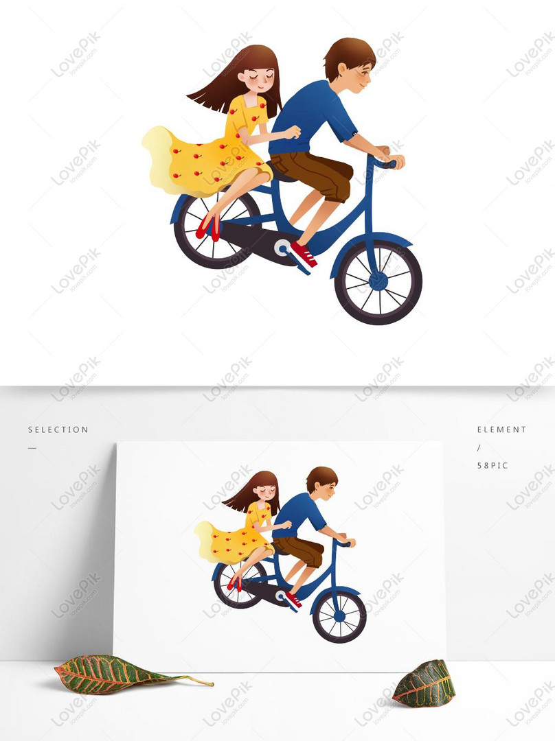 Vectơ miễn phí-Cặp đôi đi Xe đạp Yếu Tố Lãng Mạn hình ảnh-Đồ họa ...