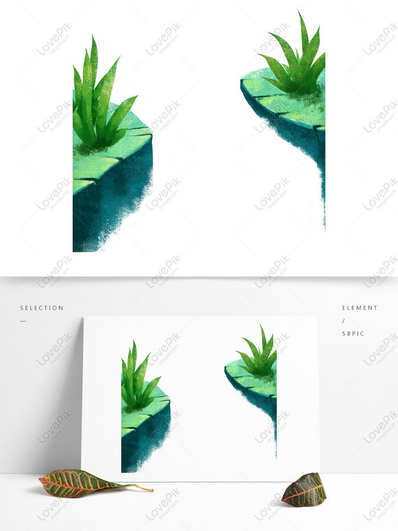 崖植物グリーンロックモス手描きイラストオリジナル商業要素イメージ グラフィックス Id Prf画像フォーマットpsd Jp Lovepik Com