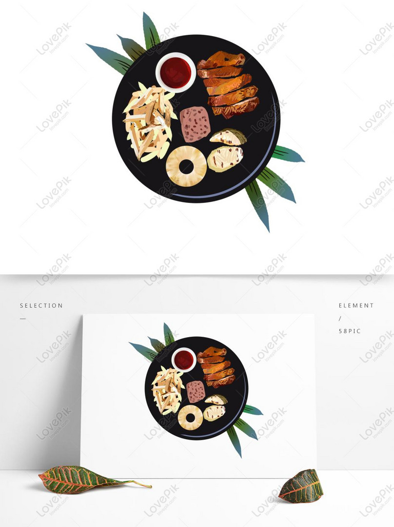 Elemen Ayam Goreng Goreng Yang Digambar Tangan Elemen Desain Ke