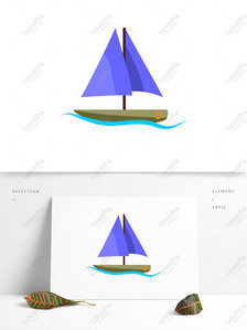 Cartoon sailboat elements for commercial elements, Sailboat, sailboat vector illustration, cartoon cute png image