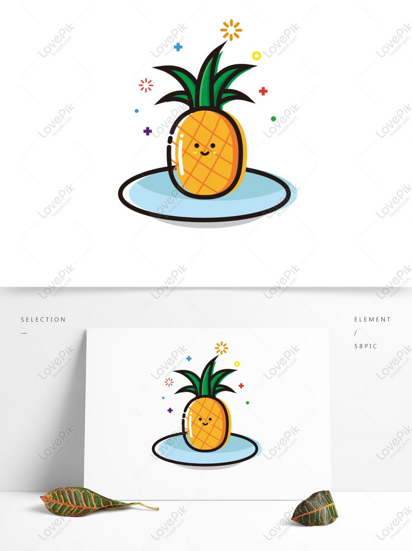 Pineapple Fruit Mbe Cartoon Cute Summer Heat Vector Element PNG Hd ...